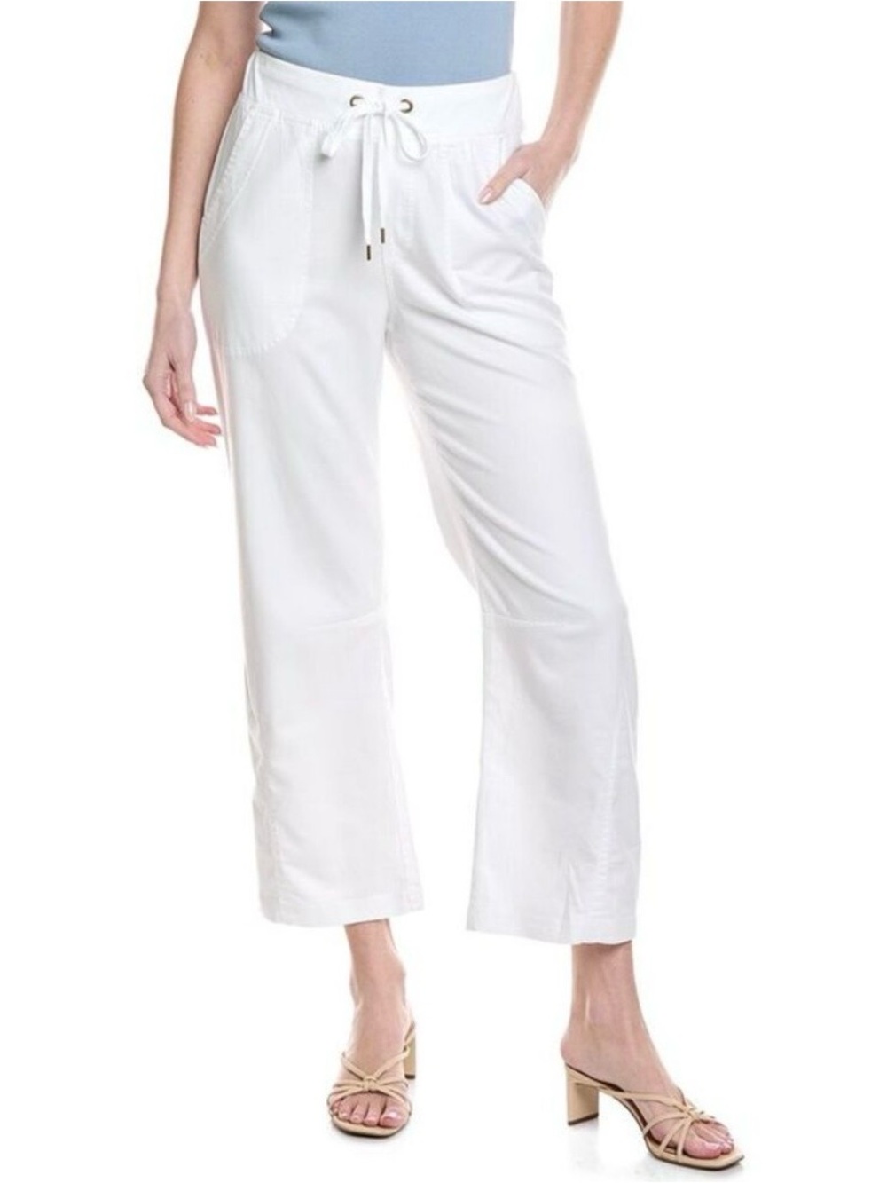 XCVI Women's White Drawstring Wide-Leg Pants